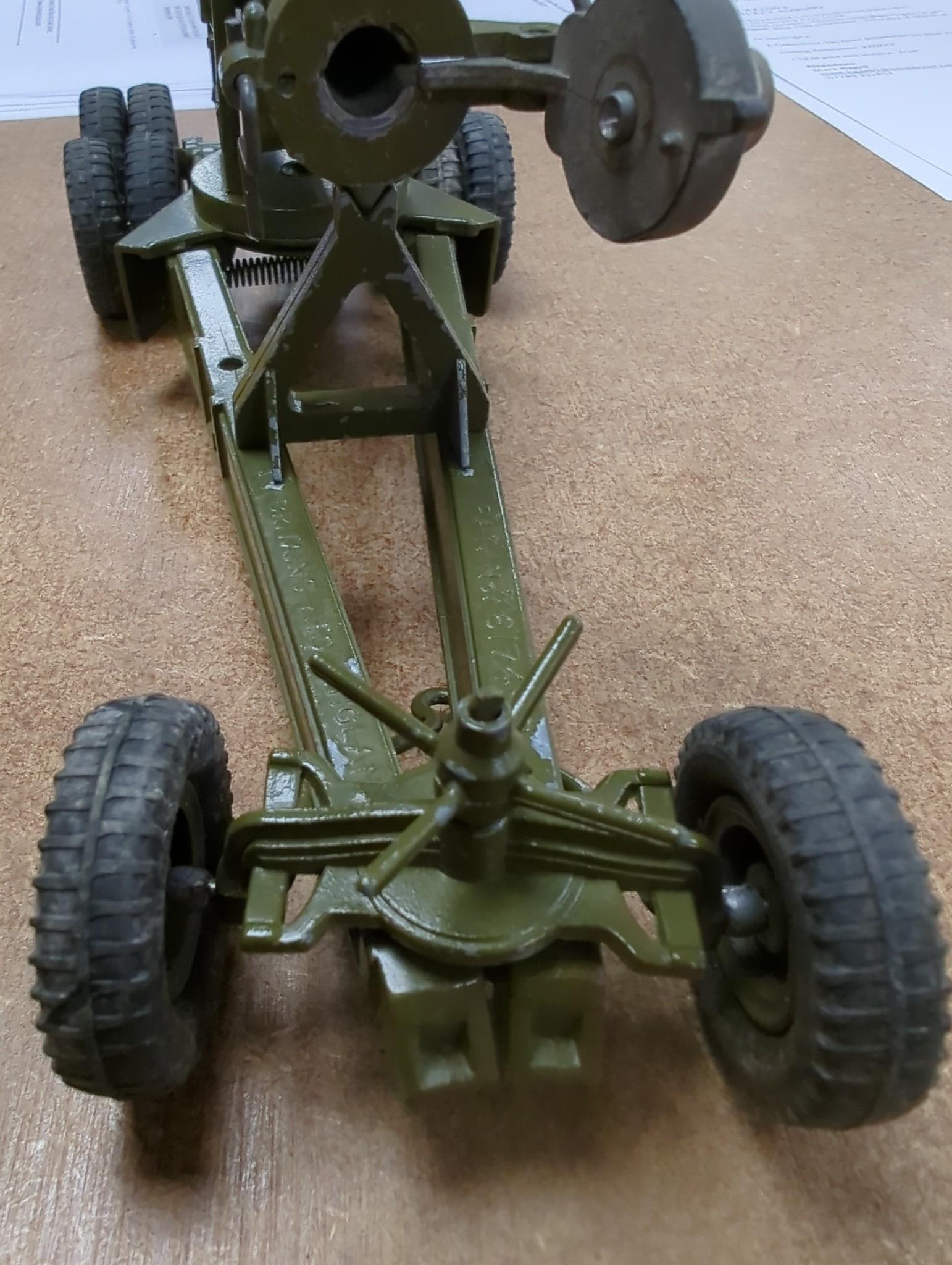 A selection of various Dinky military toys and a boxed Britains 155mm gun